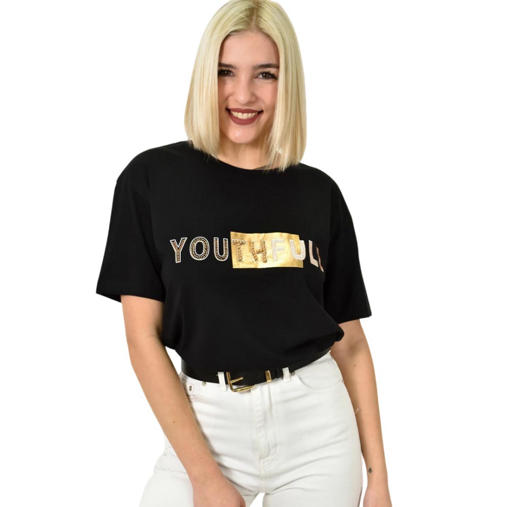 Γυναικείο T-shirt με σχέδιο Youthfull Μαύρο 23162