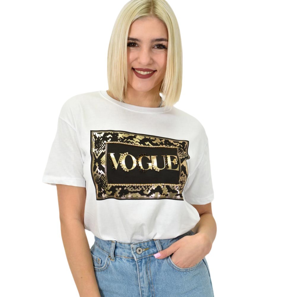 Γυναικείο T-shirt με σχέδιο Vogue Λευκό 23133