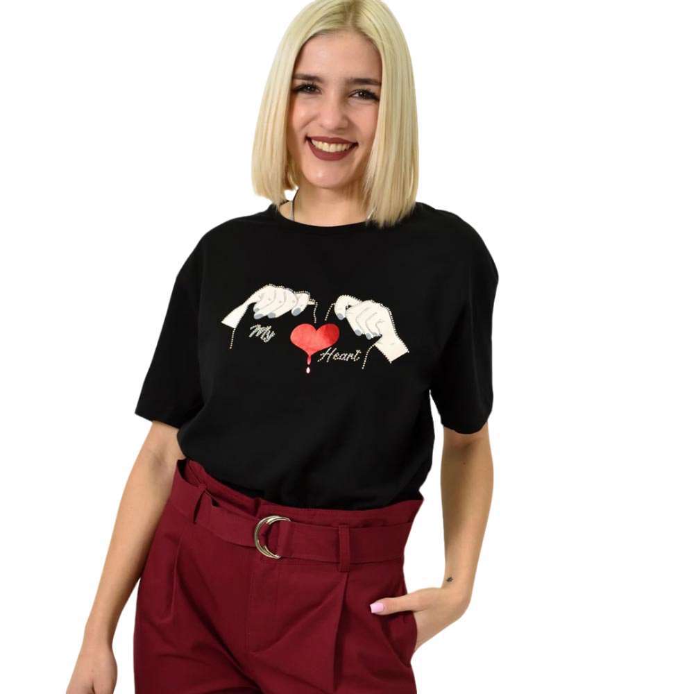 Γυναικείο T-shirt με σχέδιο Μαύρο 23130