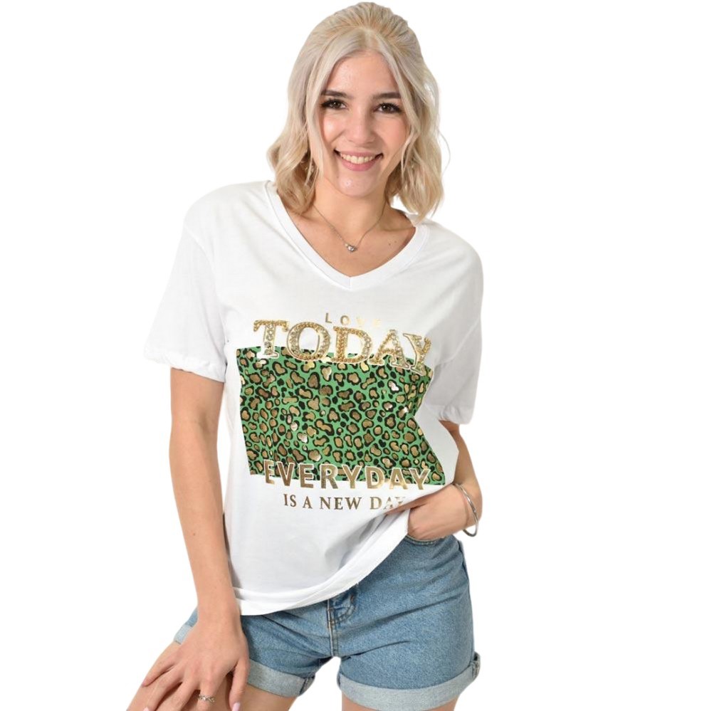 Potre OR T-Shirt με στάμπα "Love Today" Λευκό 24247