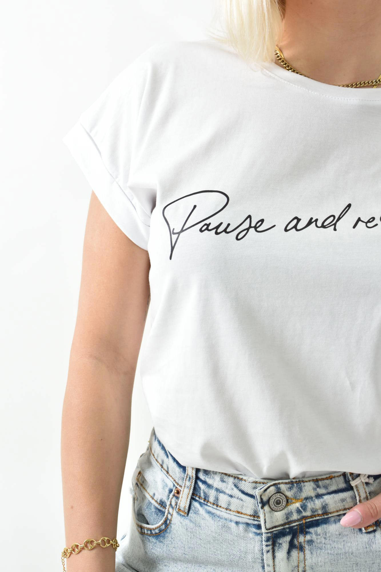T-shirt με τύπωμα Λευκό 26199