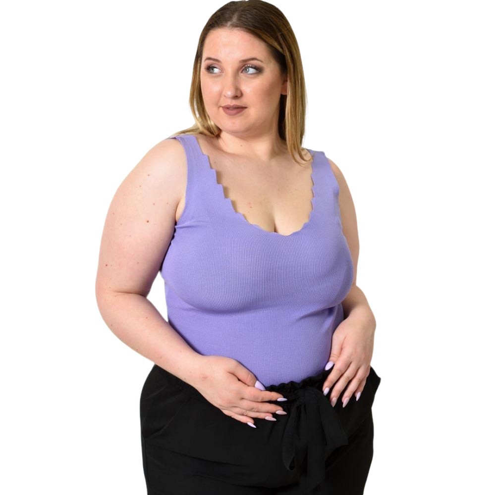 Γυναικείο Plus Size πλεκτό τοπ Μωβ 24351