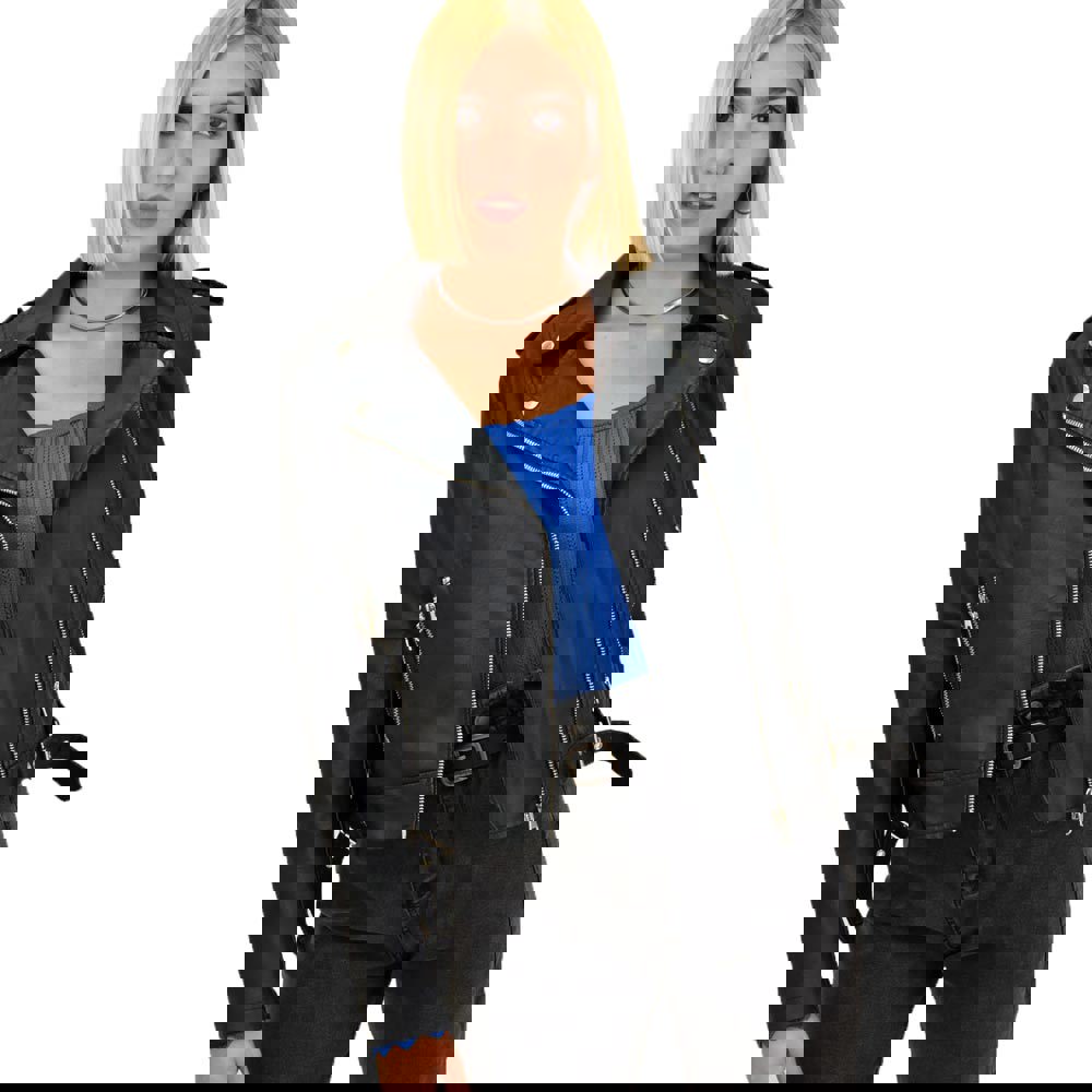 Τζάκετ από οικολογικό δέρμα Μαύρο 17522