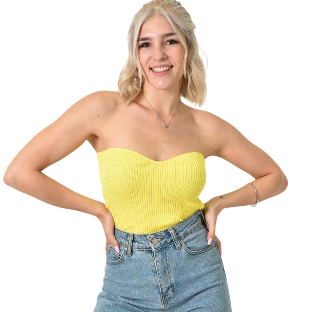 Τοπάκι στράπλες ριπ Κίτρινο 24269