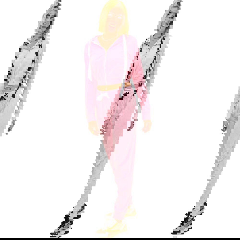 Γυναικείο σετ βελουτέ με σχέδιο στα κορδόνια Απαλό Ροζ 9308