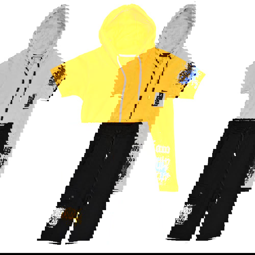 Παιδικό αθλητικό σετ με κουκούλα Κίτρινο 15899