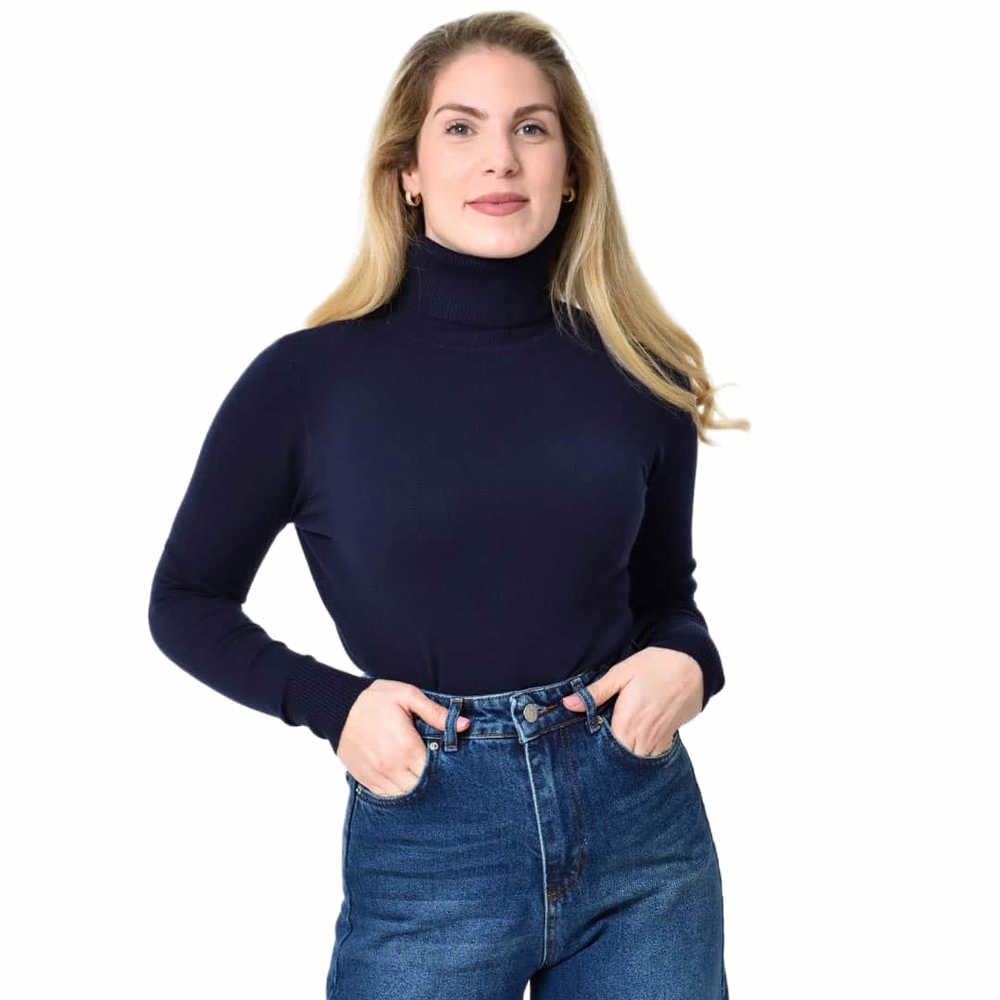 Πλεκτό Ζιβάγκο με Ύφανση Ριπ & Απαλή Υφή Μπλε Σκούρο 27271