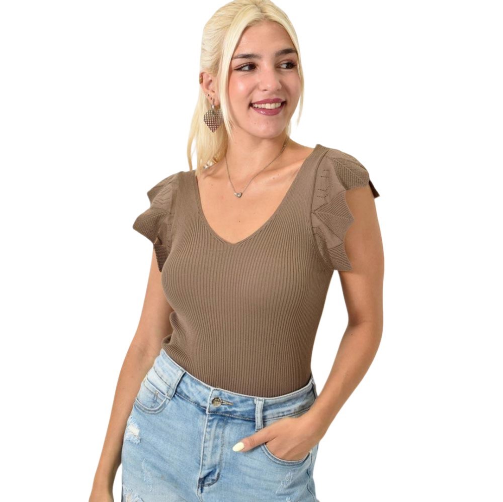 Γυναικείο τοπ με σχέδιο στο μανίκι Πούρο 25243