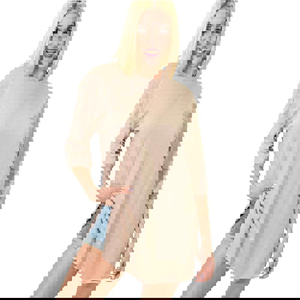 Μπλούζα μονόχρωμη με ανοίγματα Μπεζ 23559