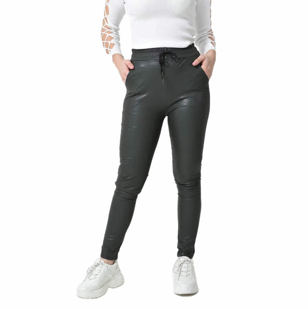 Παντελόνι Δερματίνης με Εσωτερικό Φλις & Κορδόνι Χακί 27333