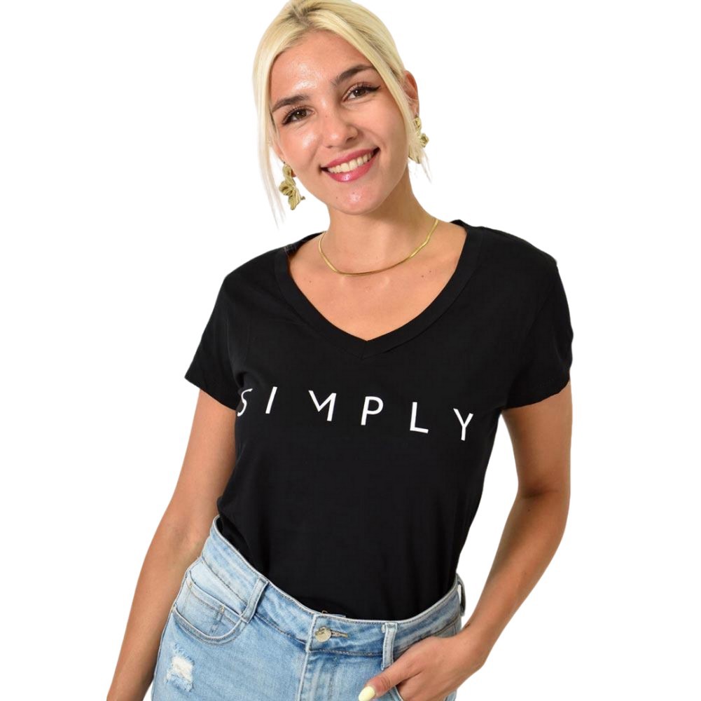 Γυναικείο T-shirt SIMPLY Μαύρο 25569