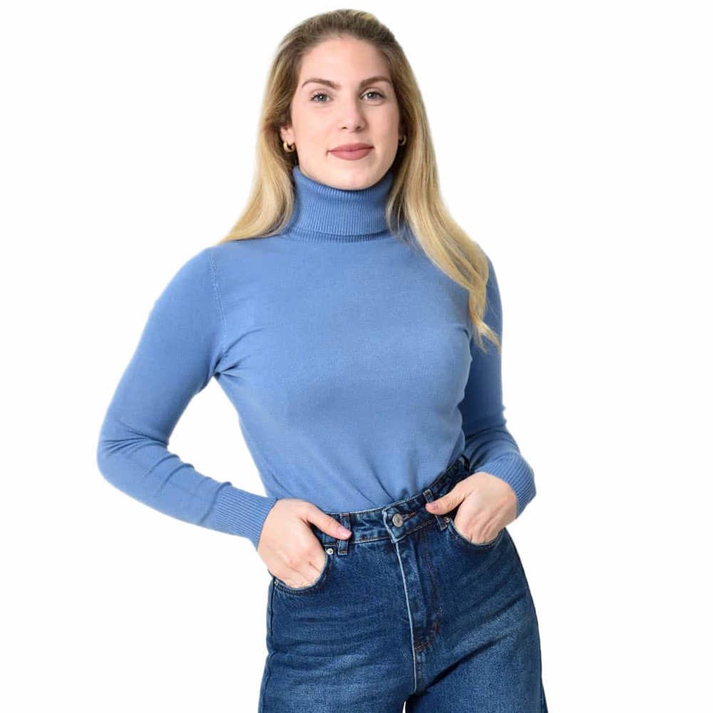 Πλεκτό Ζιβάγκο με Ύφανση Ριπ & Απαλή Υφή Μπλε 27265