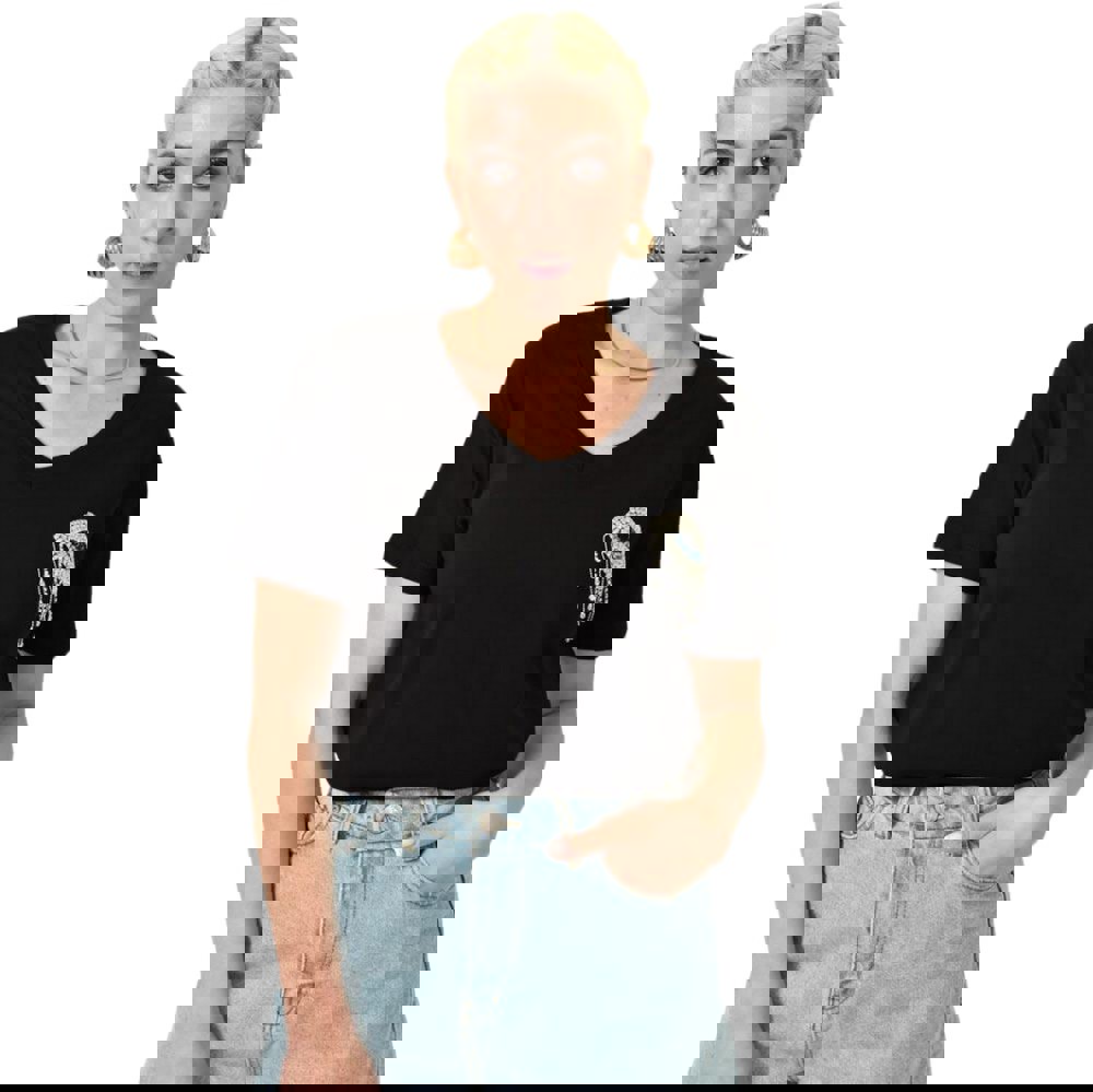 T-shirt με στρας & σχέδιο μάτι Μαύρο 24156