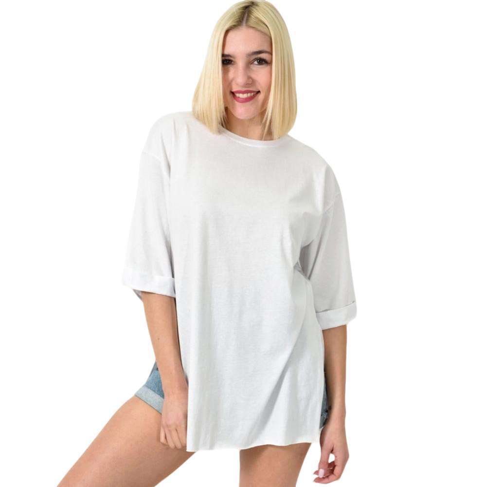 Μπλούζα oversized με ανοίγματα Λευκό 23571
