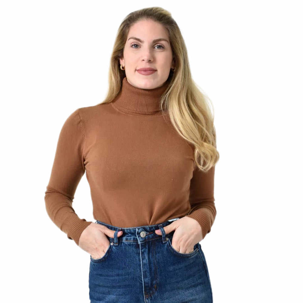 Πλεκτό Ζιβάγκο με Ύφανση Ριπ & Απαλή Υφή Κάμελ 27264