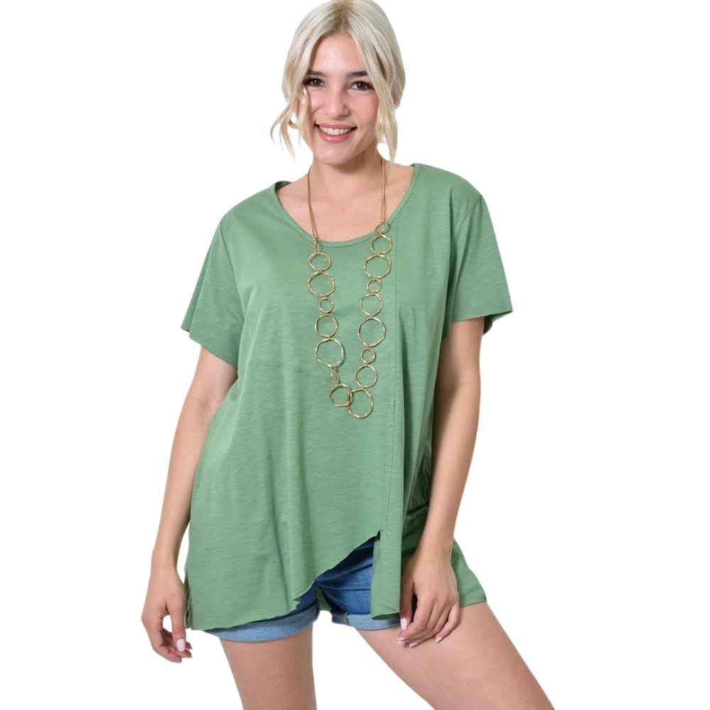 Ασύμμετρο Κοντομάνικο Μπλουζάκι Φυστικί 24560