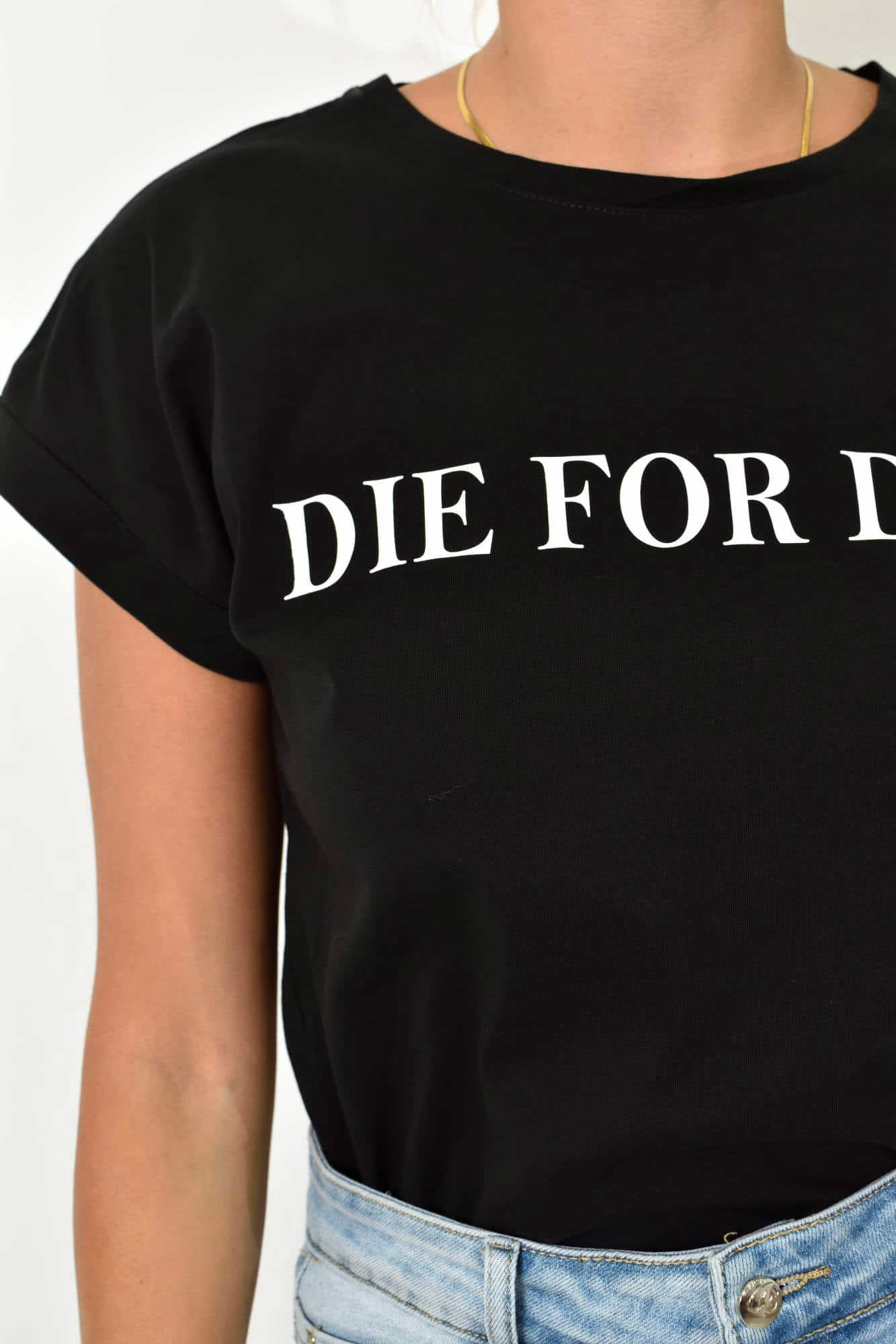 T-shirt με τύπωμα Μαύρο 25528