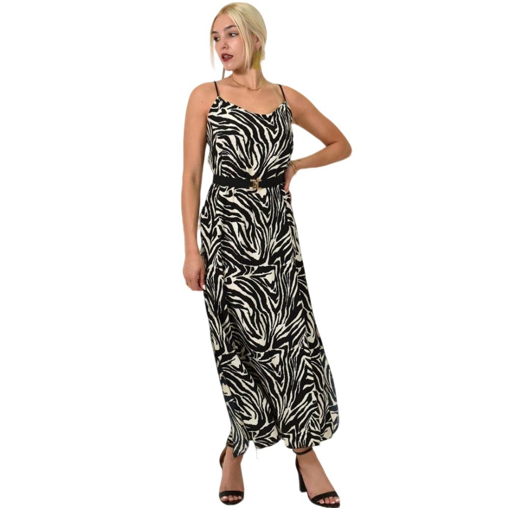 Midi φόρεμα με λεπτές τιράντες animal print Animal Print 24929