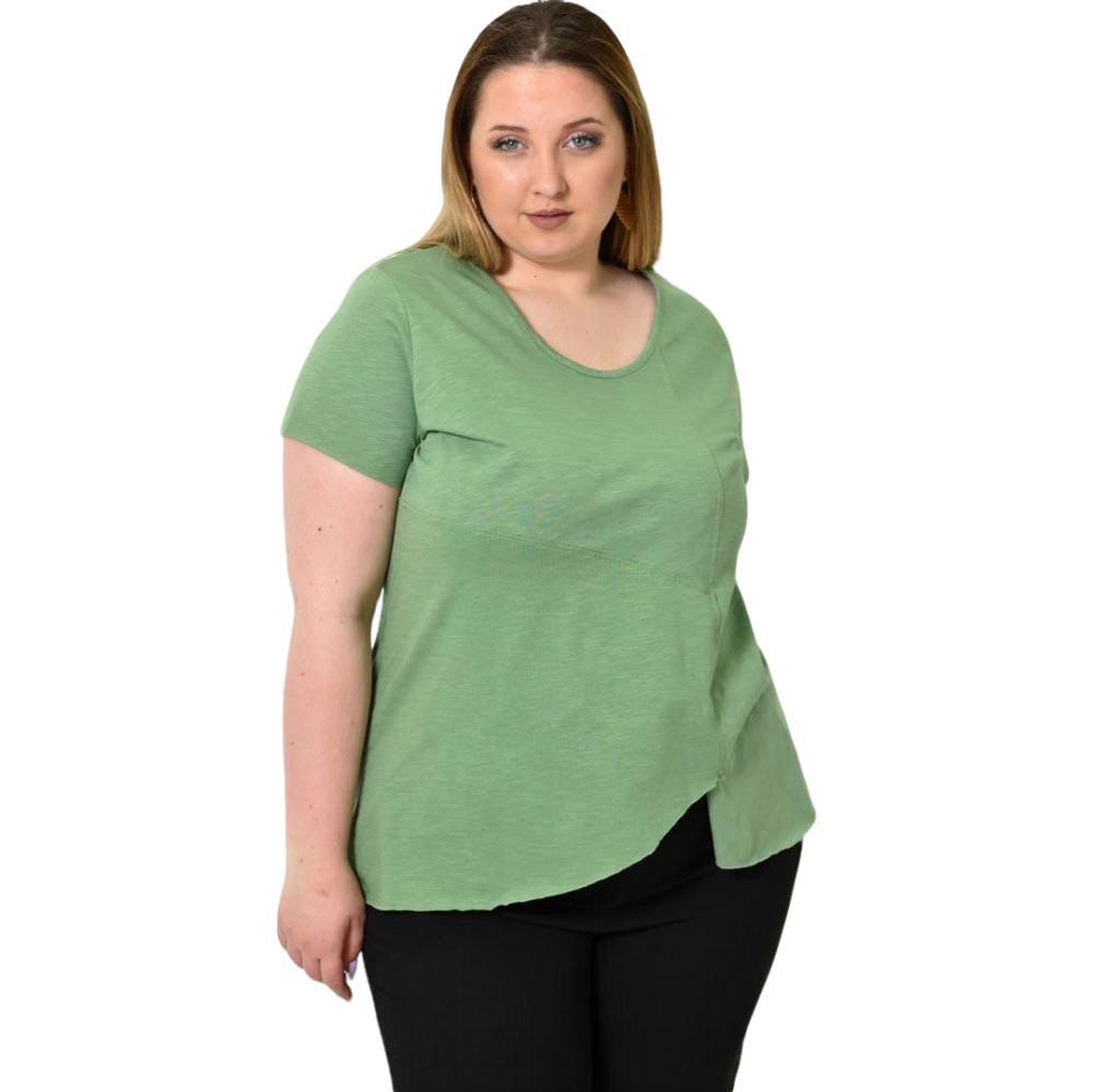 Ασύμμετρο Κοντομάνικο Μπλουζάκι Φυστικί 24381